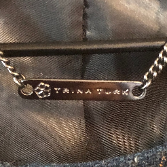 Genuine Trina Turk Cropped Tweed Jacket Collarless Fully Lined Sz.4 - Picture 2 of 11